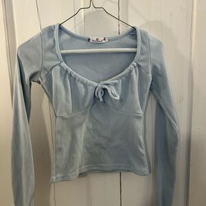 Women's Light Blue Long Sleeve Top
